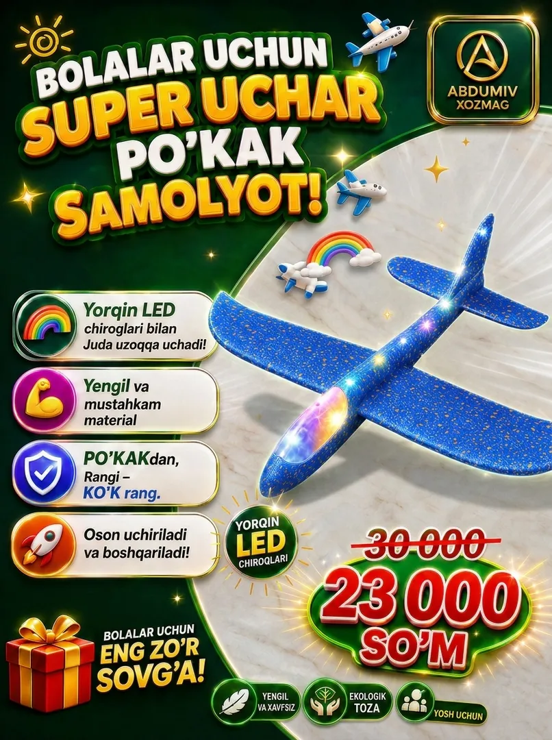 LED chiroqli uchar po'kak samolyot (KO'K)