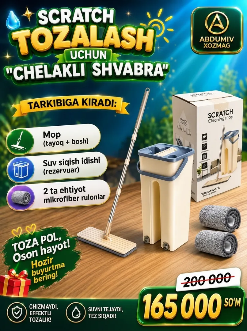 Chelakli shvabra Scratch Tozalash