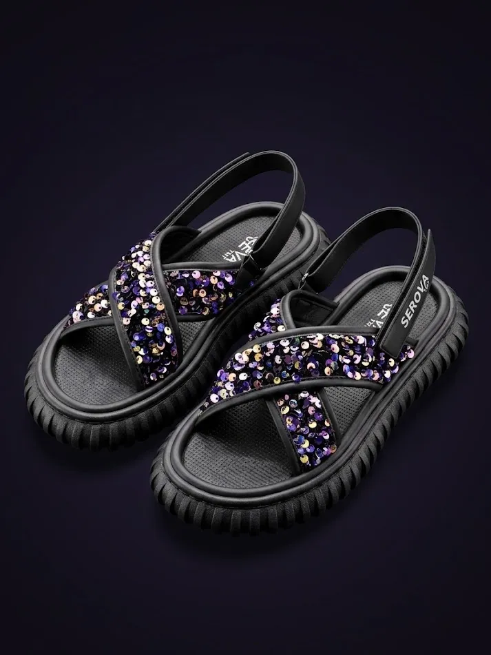 👡 Serova — Pulakli sandal (Qora) | O'lcham: 36