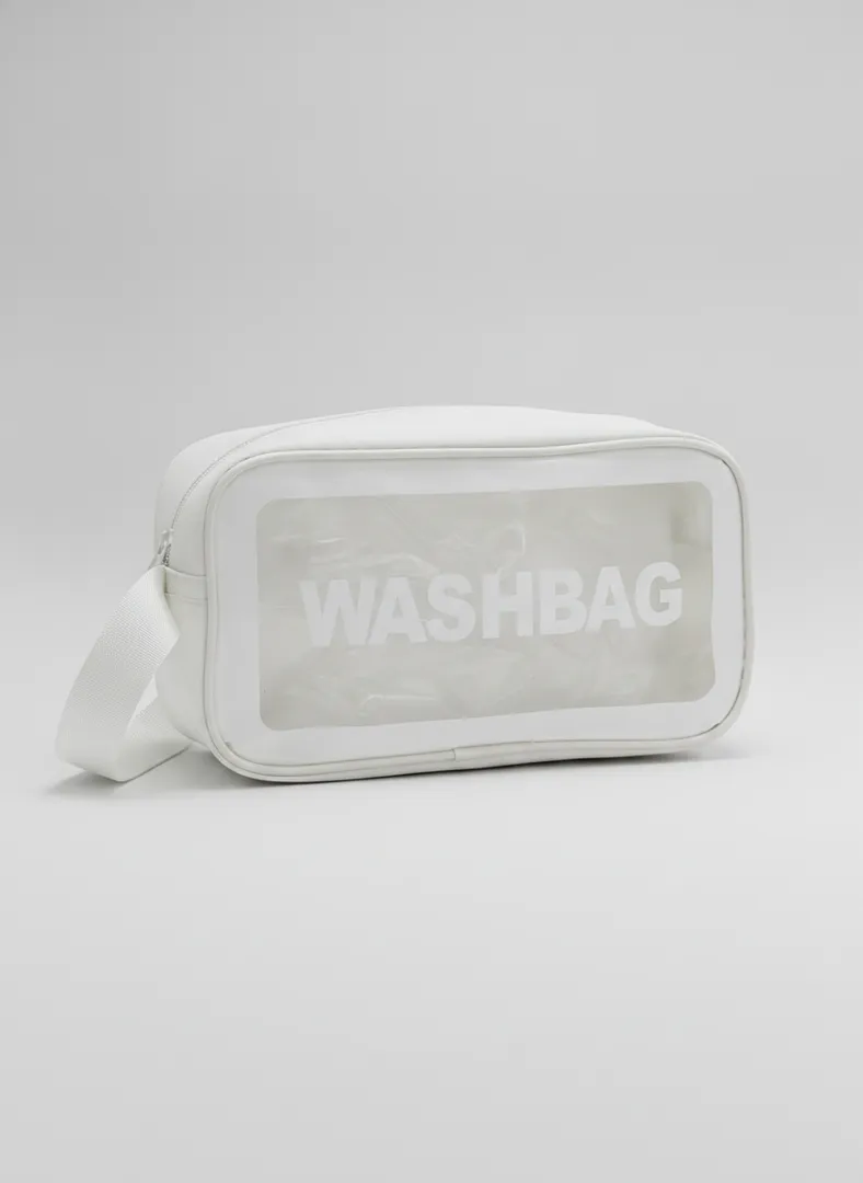 Белая прозрачная косметичка WASHBAG