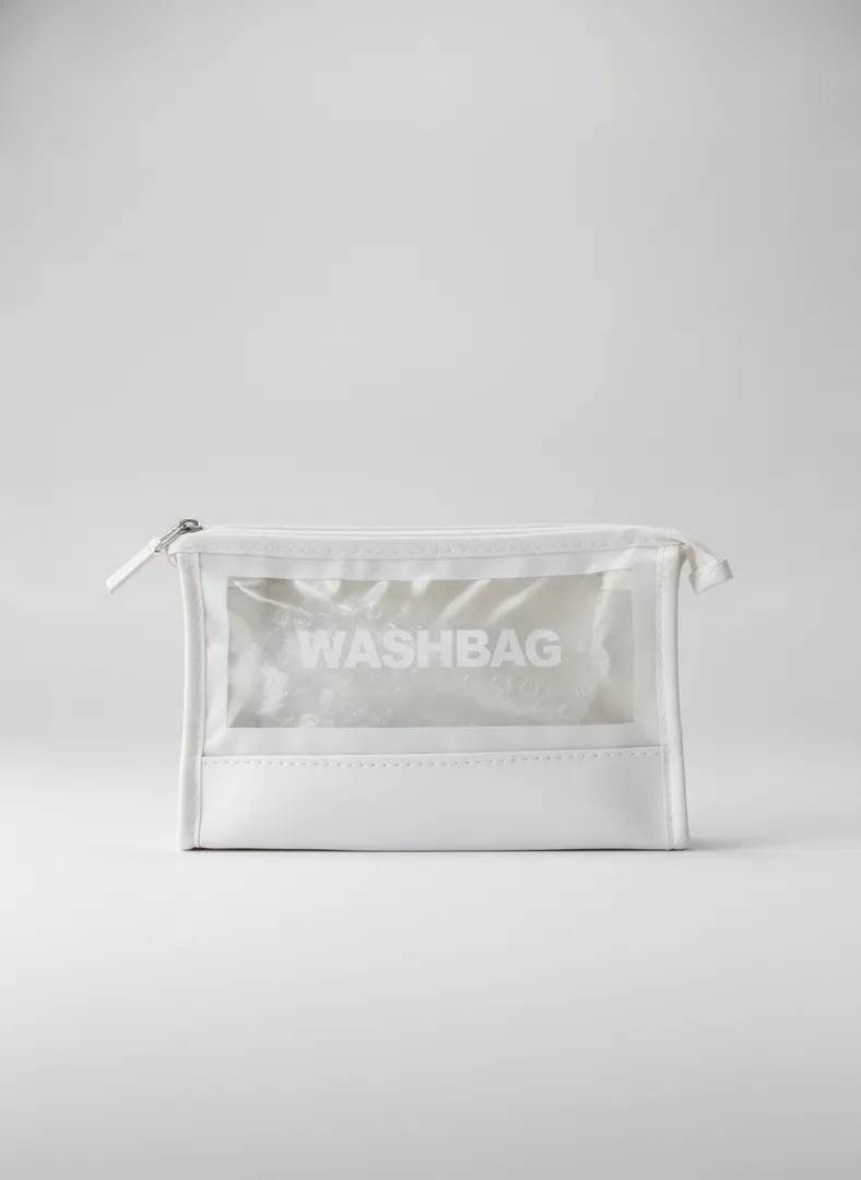 Белая прозрачная косметичка WASHBAG