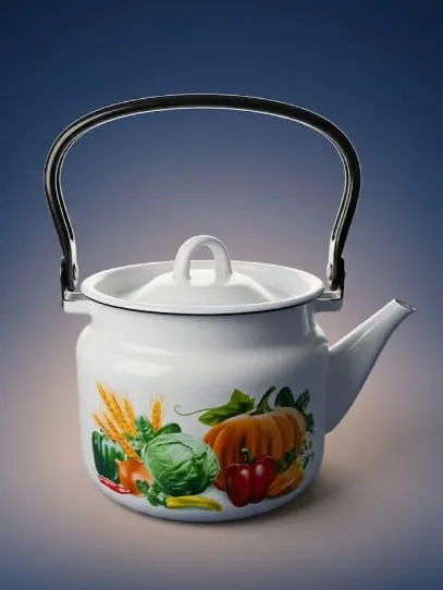Эмалированный чайник с овощным рисунком (Enamel Kettle)