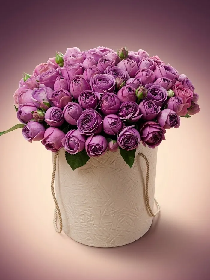 💐 Pion Rozalar — Oq Qutiда | Premium Bouquet