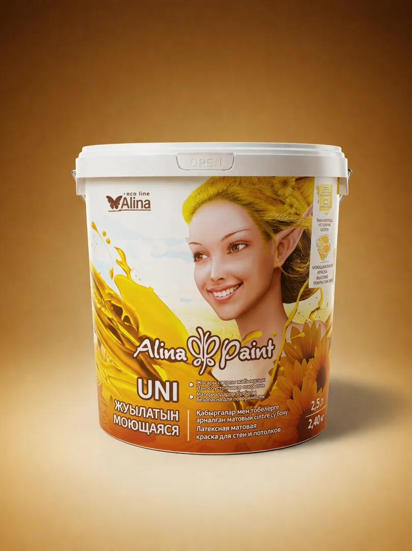 Алина Пэйнт UNI ювиладиган мат ички девор бўёғи 3kg