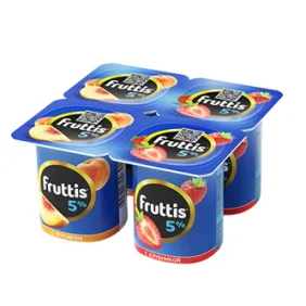 Йогурт Fruttis 5% Клубника,Персик 115гр