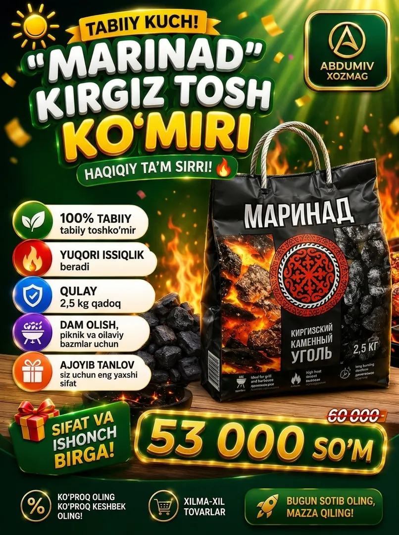 MARINAD Kirgiz Tosh Ko‘miri 2.5 kg