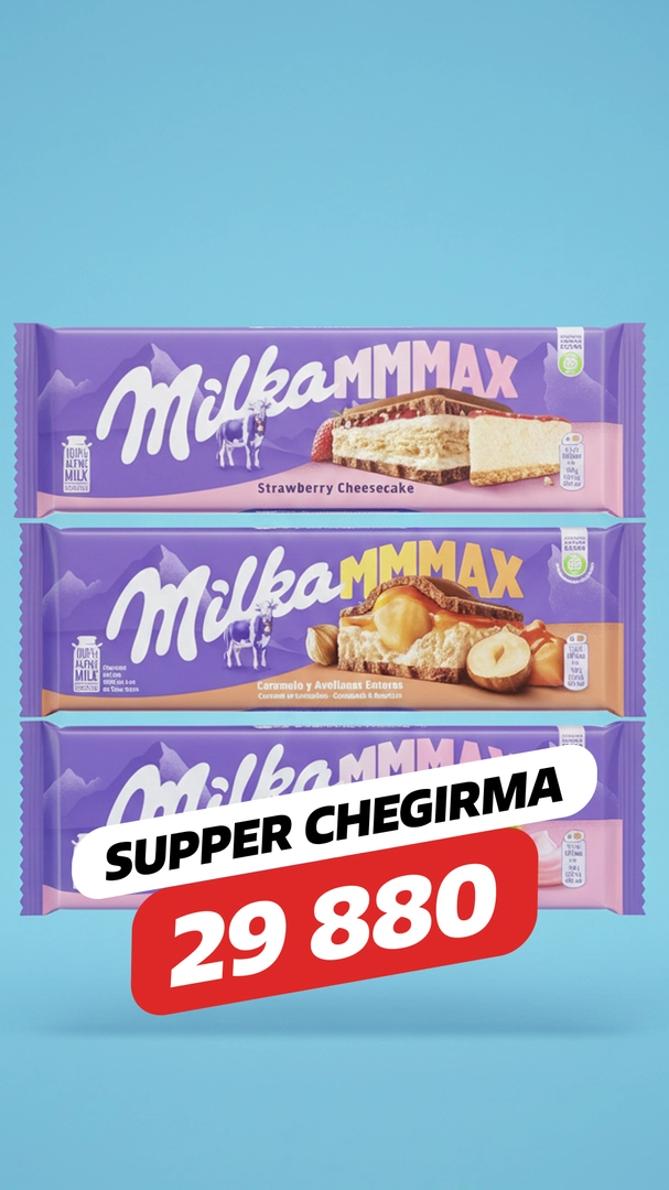 Milka MMMAX shokoladi, qulupnay nachinkali — super narxda!