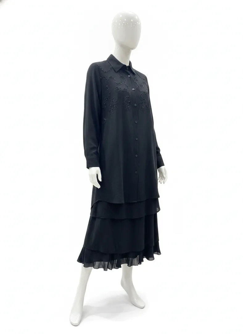 Elegant Qora Tunika va Yubka To'plami