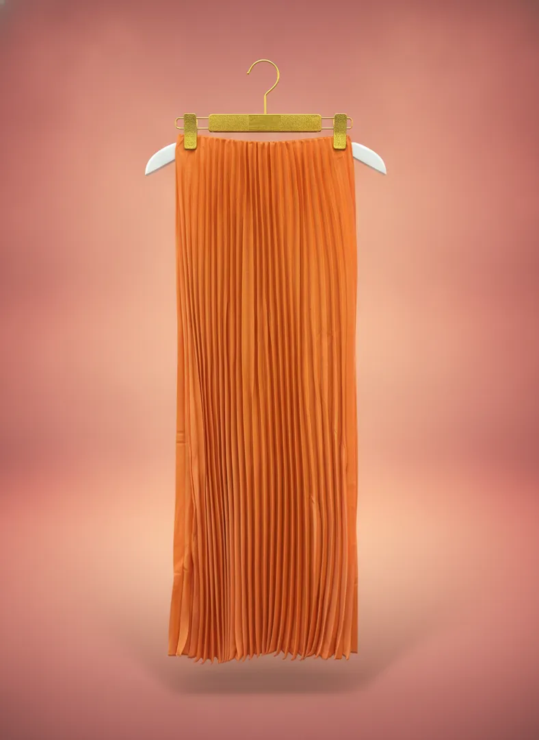 Oranj rangli burmali yubka