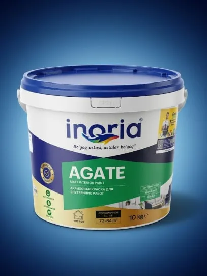 Inoria Agate — Ichki Devor Akril Mat Bo'yog'i (10 kg)