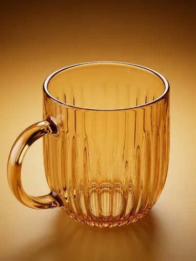 Янтарная стеклянная кружка с рёбрами (Amber Glass Mug)