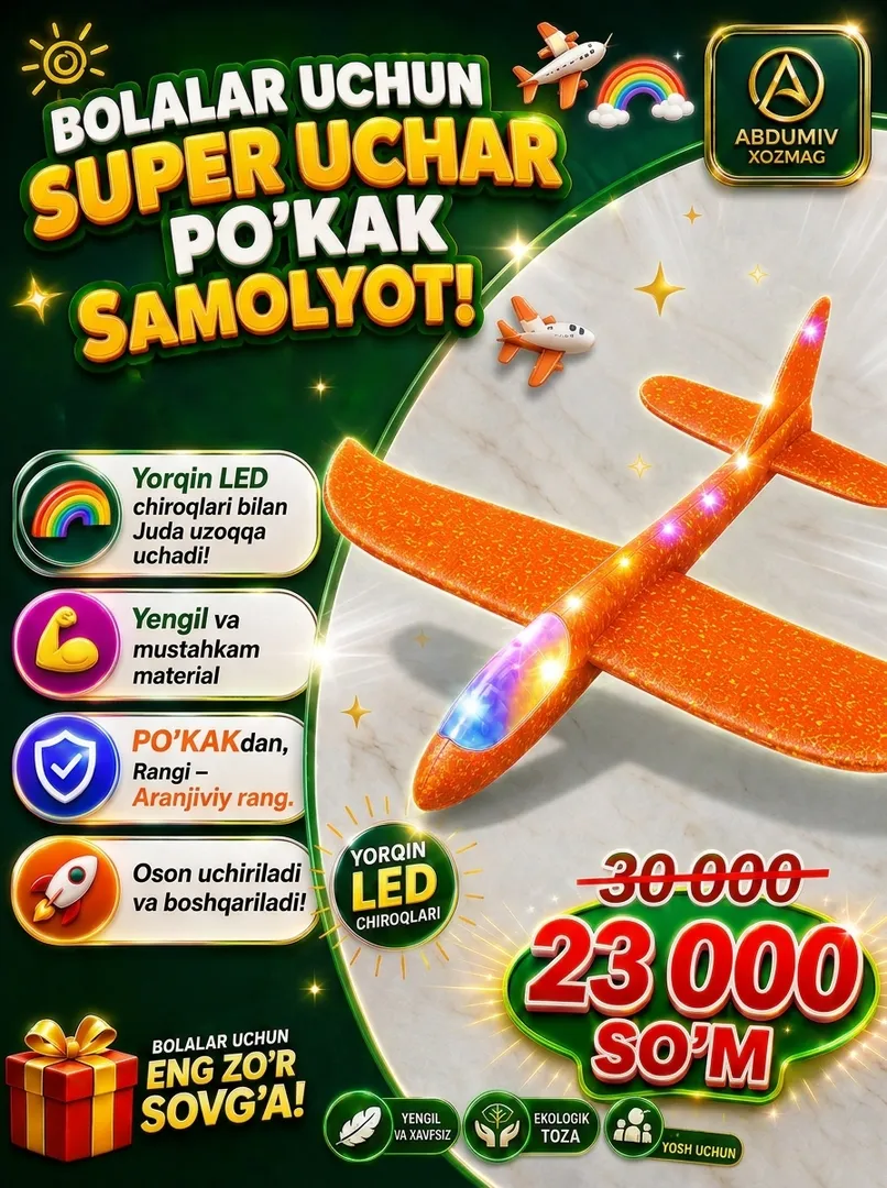 LED chiroqli uchar po'kak samolyot (Aranjiviy) 