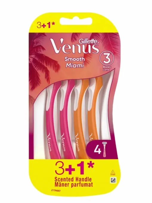 Gillette Venus Smooth Miami — Одноразовые станки для женщин (3+1 шт)