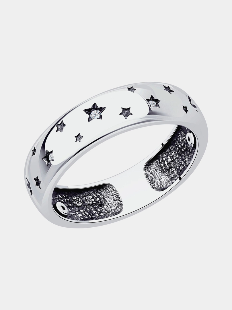 Кольцо из серебра 925 с фианитами SOKOLOV, с гaрантией 6 мес, 95010188 — 10% скидка