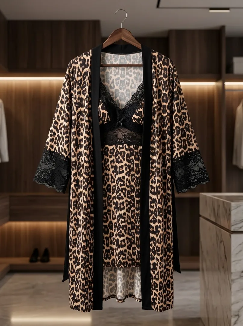 Leopard naqshli pijama to‘plami