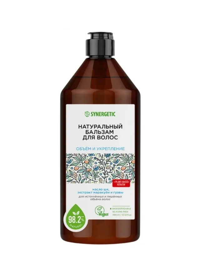 🧴 SYNERGETIC — Sochlar uchun tabiiy balzam "Hajm va mustahkamlash" 400 ml